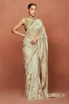 Buy Sue Mue Olive Green Tissue, Silk, Crepe Zari, Roohi Handwoven Saree And Blouse Set at Aza Fashions Buy_Sue Mue_Olive Green Tissue, Silk, Crepe Zari, Roohi Handwoven Saree And Blouse Set _at_Aza_Fashions