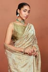 Buy Sue Mue Olive Green Tissue, Silk, Crepe Zari, Roohi Handwoven Saree And Blouse Set Online at Aza Fashions Buy_Sue Mue_Olive Green Tissue, Silk, Crepe Zari, Roohi Handwoven Saree And Blouse Set _Online_at_Aza_Fashions