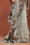 Buy_Sue Mue_Gray Tissue, , Organza Applique, Ziya Handwoven Saree And Blouse Set 