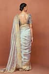 Shop_Sue Mue_Gray Tissue, Silk, Crepe Sequins, Stones, Taraab Tribal Saree With Blouse _at_Aza_Fashions