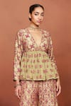 Buy_Sue Mue_Beige Georgette, Silk Embroidery, Beads, Ahaani Aari Kurta And Sharara Set _Online_at_Aza_Fashions