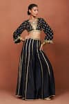 Buy_Sue Mue_Black Silk Zari, Embroidery, Sequins, Beads Rewa Geometric Jacket Sharara Set 