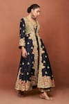 Sue Mue_Black Silk, Crepe, Tissue Applique, Embroidery, Nazakat Jacket Palazzo Set _Online_at_Aza_Fashions