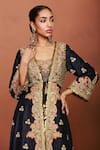 Shop_Sue Mue_Black Silk, Crepe, Tissue Applique, Embroidery, Nazakat Jacket Palazzo Set _Online_at_Aza_Fashions