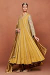 Sue Mue Mustard Georgette, Tissue, Crepe, Lycra Embroidery, Payaliya Anarkali Set Online at Aza Fashions Sue Mue_Mustard Georgette, Tissue, Crepe, Lycra Embroidery, Payaliya Anarkali Set _Online_at_Aza_Fashions