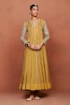 Sue Mue Mustard Georgette, Tissue, Crepe, Lycra Embroidery, Payaliya Anarkali Set at Aza Fashions Sue Mue_Mustard Georgette, Tissue, Crepe, Lycra Embroidery, Payaliya Anarkali Set _at_Aza_Fashions