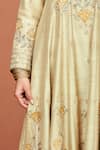Shop_Sue Mue_Beige Silk, Tissue Applique, Embroidery, Sequins, Zulekha Dori Anarkali Set _Online_at_Aza_Fashions