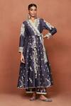 Buy_Sue Mue_Charcoal Silk Embroidery, Pearls, Crystals, Sonam Angrakha Kurta And Pant Set _at_Aza_Fashions