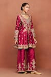 Shop_Sue Mue_Red , Organza Applique, Embroidery, Sequins, Zaavia Dori Anarkali Set _Online_at_Aza_Fashions