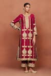 Buy_Sue Mue_Red , Organza Embroidery, Sequins, Beads, Metallic Roma Dori Kurta Set _Online_at_Aza_Fashions
