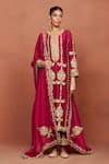Buy_Sue Mue_Red , Organza Embroidery, Sequins, Beads, Metallic Roma Dori Kurta Set _at_Aza_Fashions
