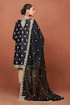 Shop_Sue Mue_Black , Crepe, Organza Embroidery, Sequins, Kala Kurta Salwar Set _at_Aza_Fashions