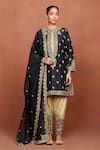 Buy_Sue Mue_Black , Crepe, Organza Embroidery, Sequins, Kala Kurta Salwar Set _Online_at_Aza_Fashions