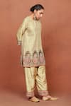 Sue Mue_Beige , Organza Applique, Raaya Paisley Dori Kurta Salwar Set _Online_at_Aza_Fashions