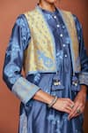 Shop_Sue Mue_Blue Silk Embroidery, Sequins, Beads, Tassels, Applique Jia Jacket Kurta Set _Online_at_Aza_Fashions