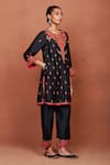 Shop_Sue Mue_Black , Organza Embroidery, Nai Floral Paisley Kurta Salwar Set _Online_at_Aza_Fashions