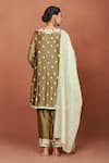 Shop_Sue Mue_Olive Green Silk Embroidery, Sequins, Tassels, Nai Floral And Paisley Kurta Set _at_Aza_Fashions