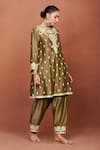 Buy_Sue Mue_Olive Green Silk Embroidery, Sequins, Tassels, Nai Floral And Paisley Kurta Set 