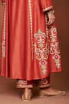 Buy_Sue Mue_Orange Silk, Cotton, Tissue Embroidery, Sequins, Beads, Zari Amu Kurta Set _Online_at_Aza_Fashions