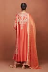 Shop_Sue Mue_Orange Silk, Cotton, Tissue Embroidery, Sequins, Beads, Zari Amu Kurta Set _at_Aza_Fashions