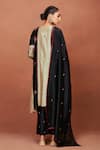 Shop_Sue Mue_Black Chanderi Silk Embroidery, Zari Square Leya Color Block Floral Kurta Set _at_Aza_Fashions