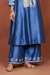 Buy_Sue Mue_Blue Silk, Cotton, Tissue, Oor Tribal Geometric Kurta Set _Online_at_Aza_Fashions