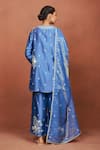 Shop_Sue Mue_Blue Chanderi Silk, Handloom Cotton, Tissue Embroidery, Azi Floral Kurta Set _at_Aza_Fashions