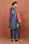Shop_Sue Mue_Charcoal Silk Embroidery, Sequins, Beads, Zari Kai Color Block Tunic And Pant Set _at_Aza_Fashions
