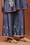 Buy_Sue Mue_Charcoal Silk Embroidery, Sequins, Beads, Zari Kai Color Block Tunic And Pant Set _Online_at_Aza_Fashions