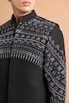 Rohit Doshi_Black Crepe Embroidery, Sequins Geometric Bundi And Kurta Set _Online_at_Aza_Fashions
