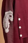 Buy_Rohit Doshi_Maroon Cotton Embroidery Paisley Bundi And Kurta Set _Online_at_Aza_Fashions