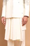 Rohit Doshi_Off White Cotton, Crepe, Rayon Embroidery, Sequins, Stones Bandhgala And Kurta Set _Online_at_Aza_Fashions