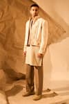 Buy_Rohit Doshi_Off White Embroidery Jacket And Kurta Set _at_Aza_Fashions