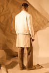 Shop_Rohit Doshi_Off White Embroidery Jacket And Kurta Set _at_Aza_Fashions
