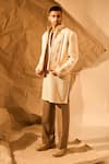 Rohit Doshi_Off White Embroidery Jacket And Kurta Set _Online_at_Aza_Fashions
