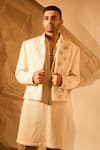 Shop_Rohit Doshi_Off White Embroidery Jacket And Kurta Set _Online_at_Aza_Fashions