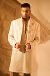 Rohit Doshi_Off White Embroidery Jacket And Kurta Set _at_Aza_Fashions