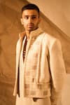 Buy_Rohit Doshi_Off White Embroidery Jacket And Kurta Set 