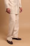 Rohit Doshi_Off White Polyester Beads, Metallic Thread Embellished Bandhgala And Pant Set _Online_at_Aza_Fashions