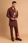 Buy_Rohit Doshi_Brown Cotton Embroidery, Tassels, Fringe Paisley Kurta And Pant Set _at_Aza_Fashions