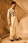 Shop Rohit Doshi Off White Mesh Embroidery, Patchwork Kurta And Pant Set Online at Aza Fashions Shop_Rohit Doshi_Off White Mesh Embroidery, Patchwork Kurta And Pant Set _Online_at_Aza_Fashions