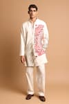 Buy Rohit Doshi Off White Cotton, Crepe, Rayon Embroidery, Beads Kurta And Pant Set at Aza Fashions Buy_Rohit Doshi_Off White Cotton, Crepe, Rayon Embroidery, Beads Kurta And Pant Set _at_Aza_Fashions