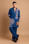 Buy Rohit Doshi Blue Crepe Embroidery, Beads, Sequins Geometric Kurta Set Online at Aza Fashions Buy_Rohit Doshi_Blue Crepe Embroidery, Beads, Sequins Geometric Kurta Set _Online_at_Aza_Fashions