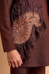 Shop_Rohit Doshi_Brown Cotton, Crepe, Rayon Paisley Embroidered Kurta And Pant Set _Online_at_Aza_Fashions