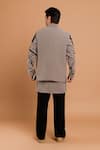 Shop_Rohit Doshi_Gray Polyester, Crepe Abstract Embroidered Kurta And Pant Set _at_Aza_Fashions