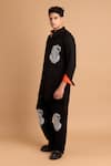 Shop_Rohit Doshi_Black Embroidery Paisley Motif Kurta And Pant Set _Online_at_Aza_Fashions