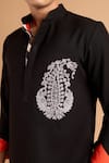 Rohit Doshi_Black Embroidery Paisley Motif Kurta And Pant Set _at_Aza_Fashions
