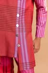 Rohit Doshi_Multi Color Cotton, Crepe, Rayon Embroidery Striped Print Kurta And Pant Set _Online_at_Aza_Fashions