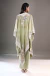 Shop_Anamika Khanna_Green Embroidery Open , Square Cape And Draped Skirt Set _at_Aza_Fashions