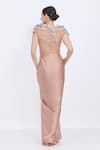 Shop_Dilnaz_Pink Satin, Net, Polyester Embroidery, Stones, Beads, Sequins Round Bodice Gown _at_Aza_Fashions